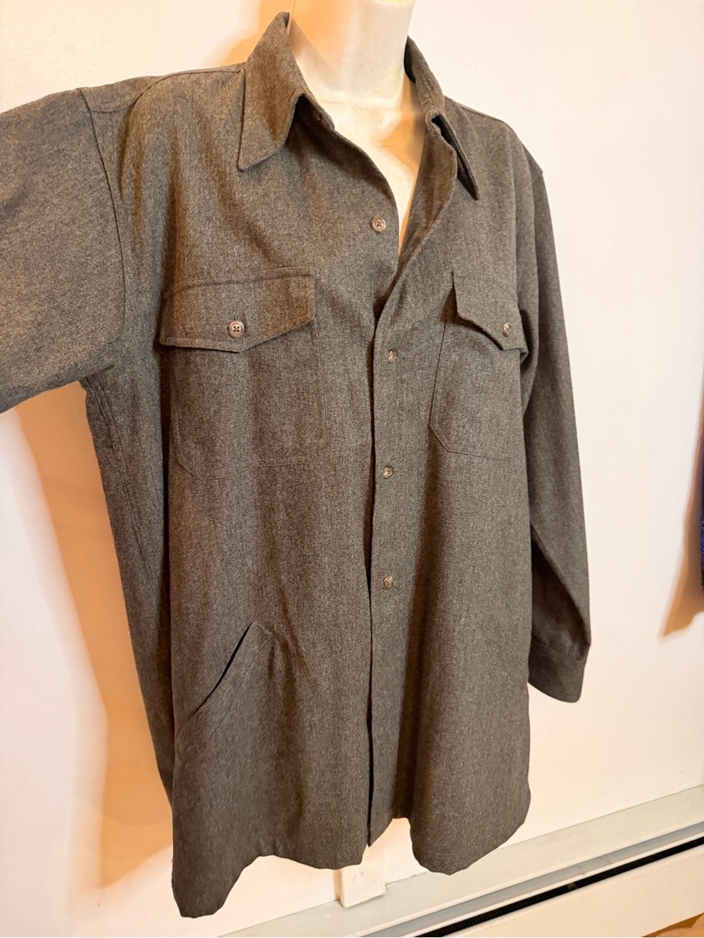 Vintage RALPH Ralph Lauren Blue Label Gray Button-Front Casual Shirt Jacket - Picture 3 of 8